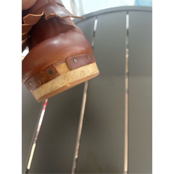 Madewell Kitlie Fringe Wood Heel Clogs Wedge Brown Size 10 - Picture 7 of 14